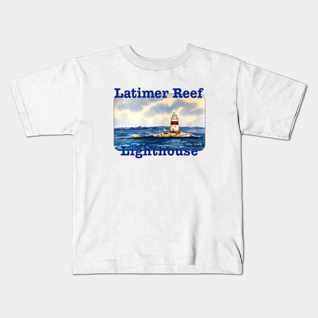 Latimer Reef Lighthouse, New York Kids T-Shirt by MMcBuck